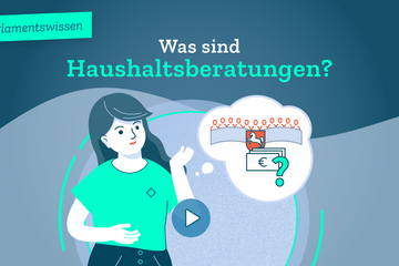 Titelbild mit Text – Reihe: Parlamentswissen, Titel: Was sind Haushaltsberatungen?