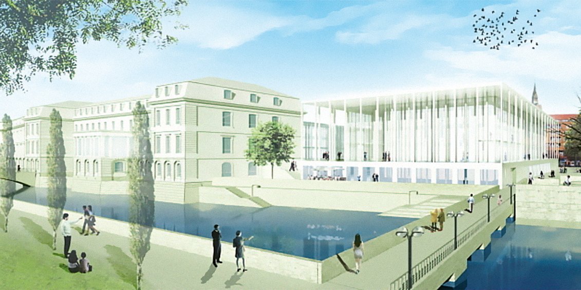 Konzept des Architekten Professor Eun Young Yi, Köln - hier: Außenansicht des Plenarsaals von der Leineseite