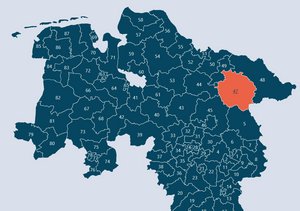 Bild: © Niedersächsischer Landtag Karte mit den Wahlkreisen in Niedersachsen.