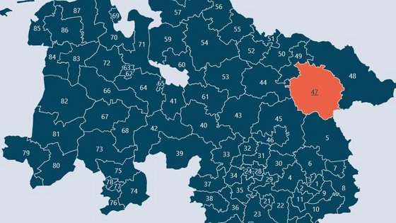 Karte mit den Wahlkreisen in Niedersachsen.