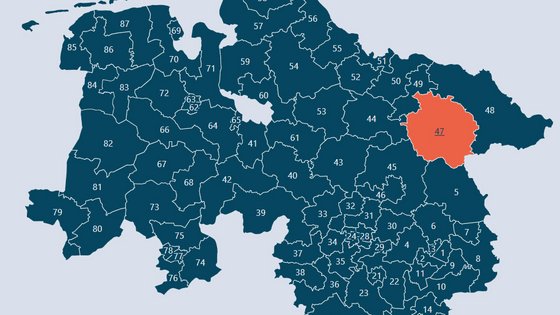 Karte mit den Wahlkreisen in Niedersachsen.