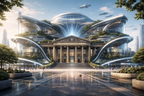 Futuristische Ansicht vom Leineschloss - mit KI generiert