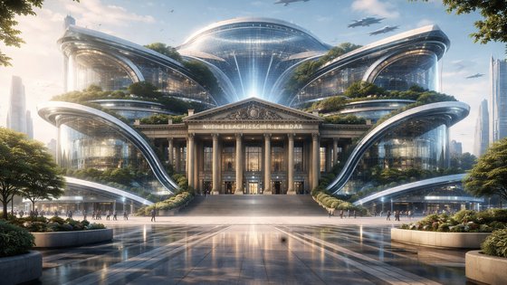 Futuristische Ansicht vom Leineschloss - mit KI generiert