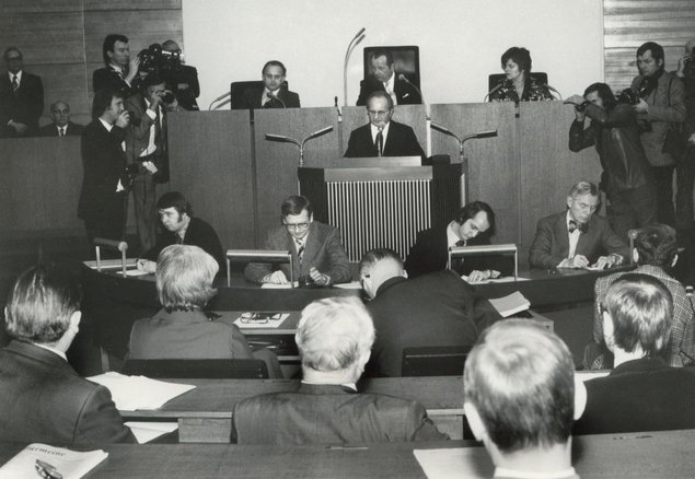 Plenarsitzung am 14. Januar 1976 Regierungsumbildung, Abschiedsrede des Ministerpräsidenten Alfred Kubel.