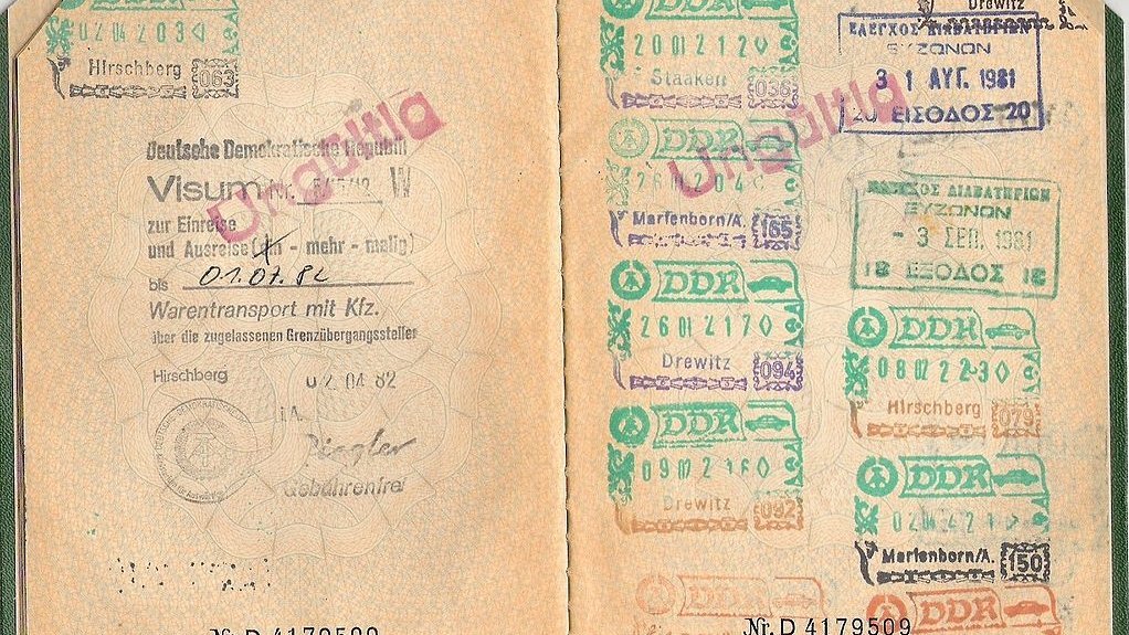 Passportstempel zur Einreise in die DDR zur Güterbeförderung