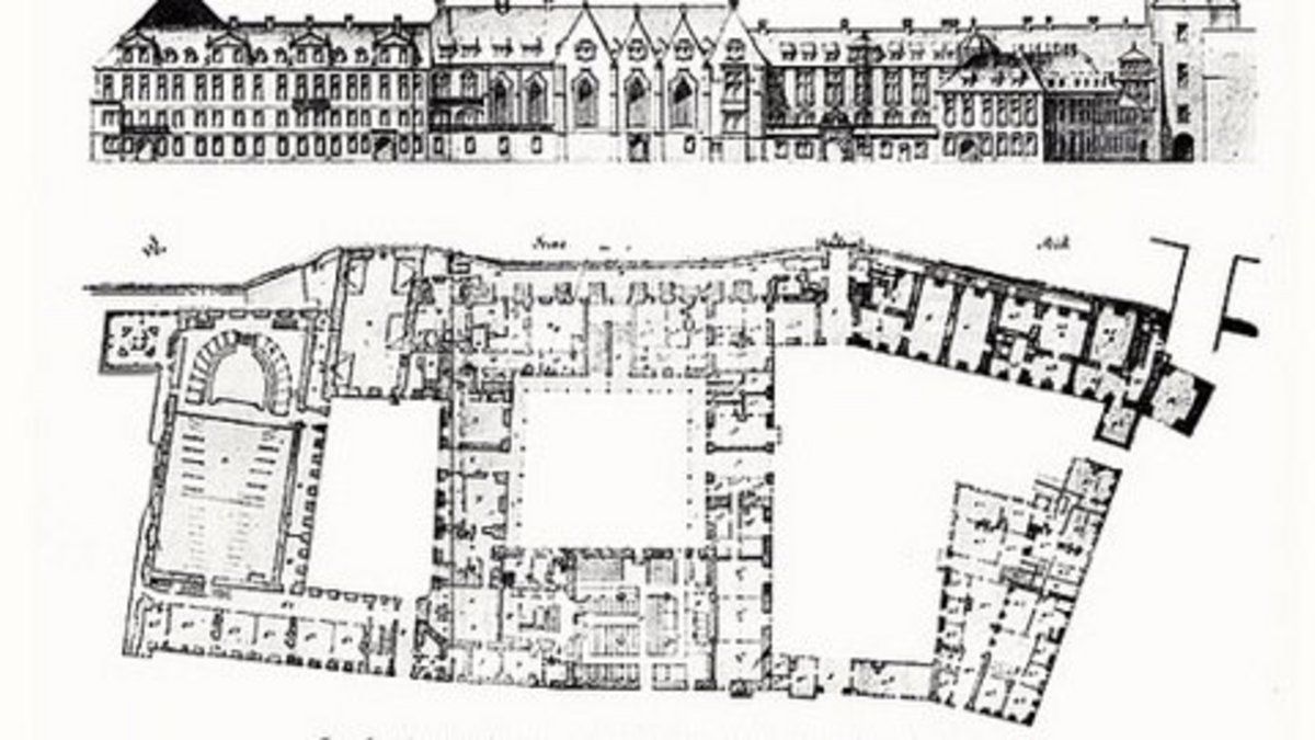 Click opens a magnified version in an overlay. Click ESC to close the overlay. The Leineschloss in Hannover in the 18th century, view from the Leinstraße