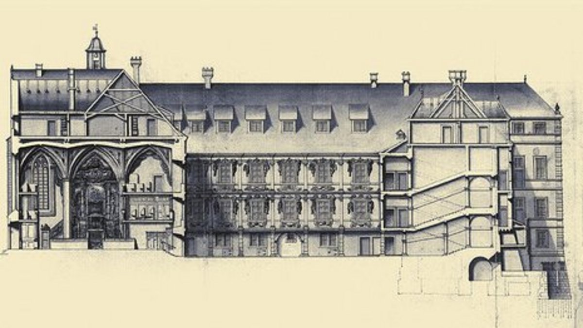 Klick auf das Bild öffnet eine vergrößerte Ansicht in einem Overlay. Zum Schließen des Overlays die ESC-Taste drücken. Profil durch den mittleren Schlosshof, 1740