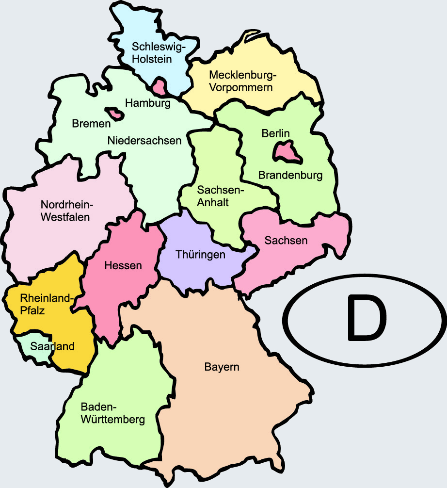 Bild: © Reinhild Kassing Karte mit den 16 Bundesländern in Deutschland