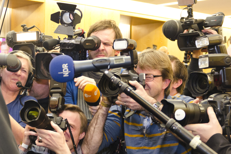 Reporter bei der Landtagswahl